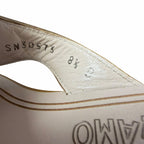 Salvatore Ferragamo Tan Leather Hardware Logo Emblem Thong Sandal Womens 8.5