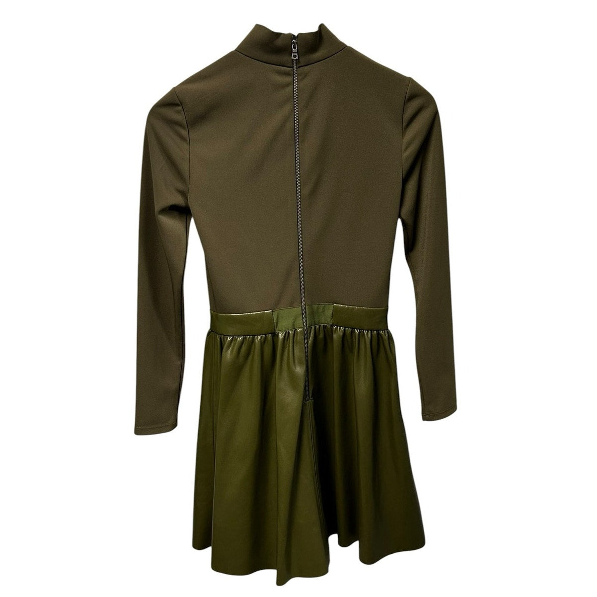 Alice + Olivia Green Chara Vegan Leather Turtleneck Mini Dress Womens 4