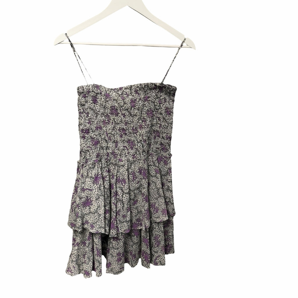 NWT Isabel Marant Etoile Anka Shirred Convertible Mini Dress Ecru Lilac US 4