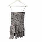 NWT Isabel Marant Etoile Anka Shirred Convertible Mini Dress Ecru Lilac US 4