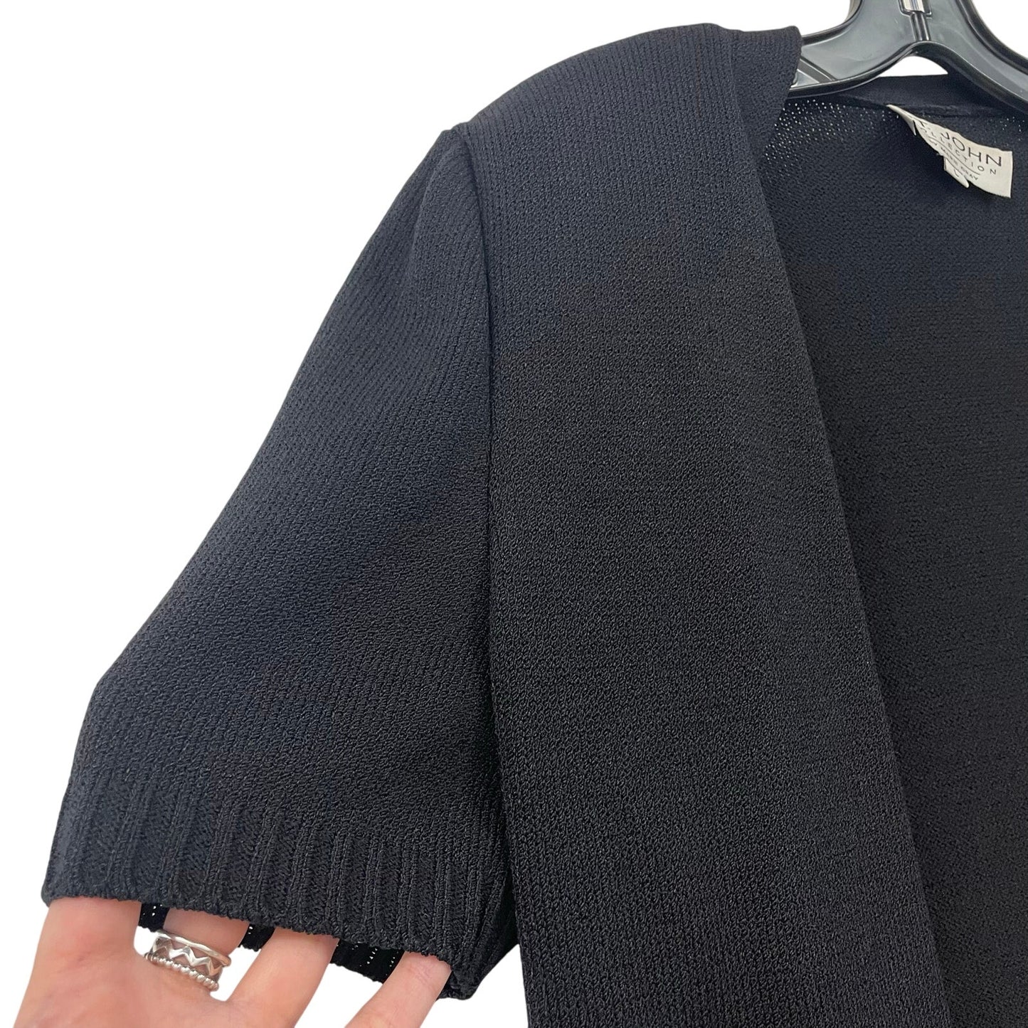 St. John Collection by Marie Gray Short Sleeve Santana Knit Cardigan Black Large
