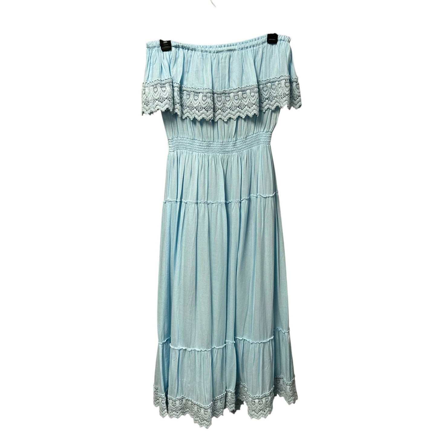 Melissa Odabash Blue Clara Celeste Strapless Tiered Midi Dress Womens Large