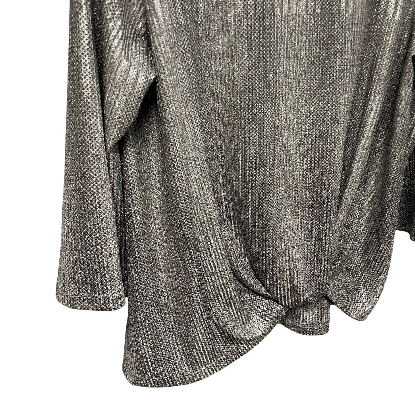 Clara Sun Woo Silver Metallic Knotted Front 3/4 Sleeve Top Womens Small