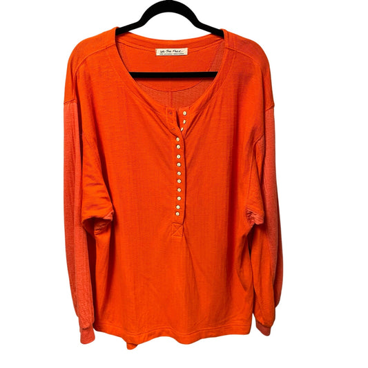 Free People We The Free Back At It Oversized Henley Top Long Sleeve Orange Large