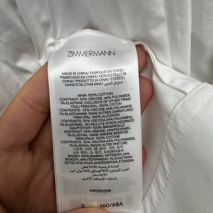 NWT Zimmermann Ivory Ribbed Mid Rise Cotton Gathered Poplin Midi Skirt Womens 4