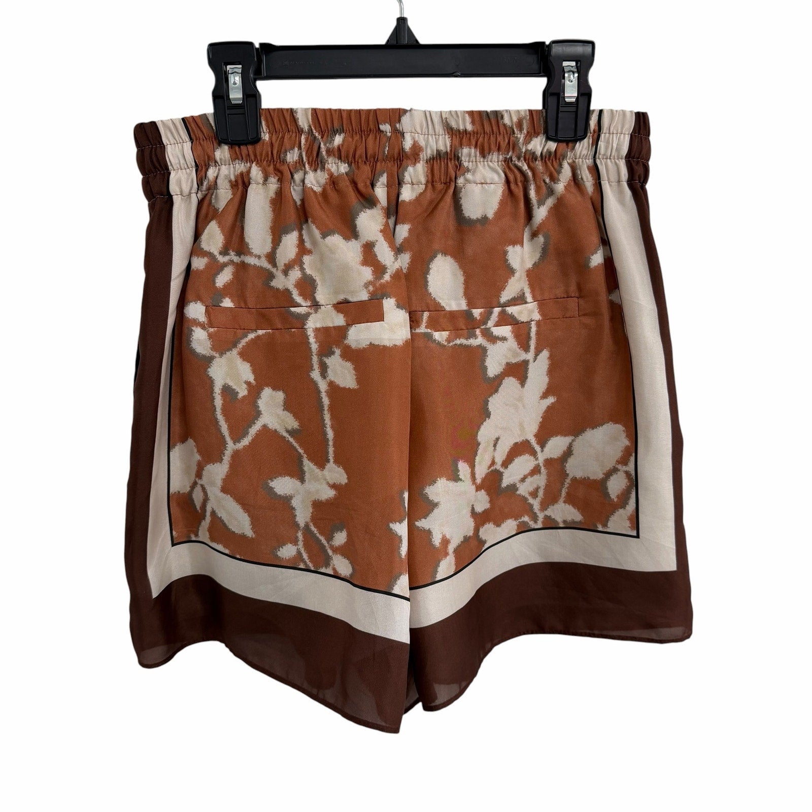 Brunello Cucinelli Silk Floral Print Drawstring Shorts Brown Orange Womens US 2