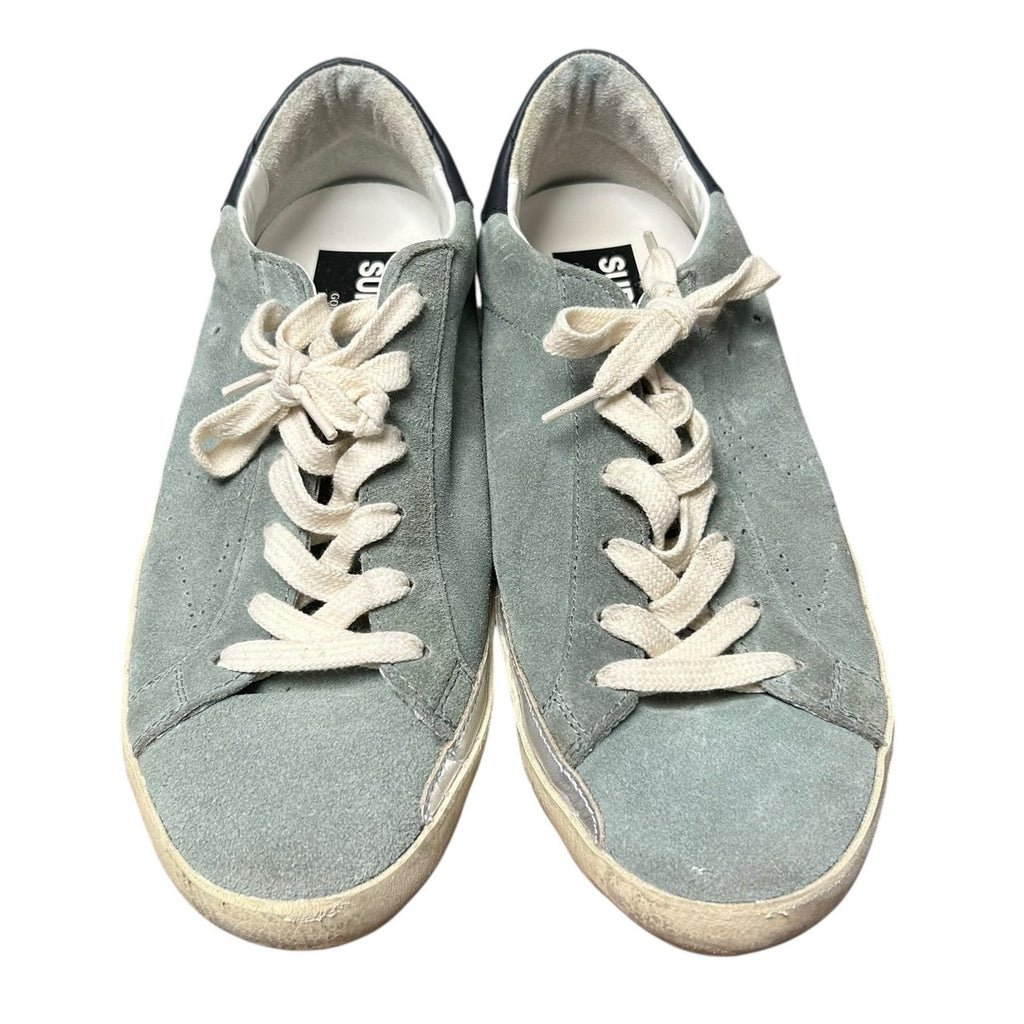 Golden Goose Light Blue Super Star Low Top Lace Up Suede Sneakers Womens US 9