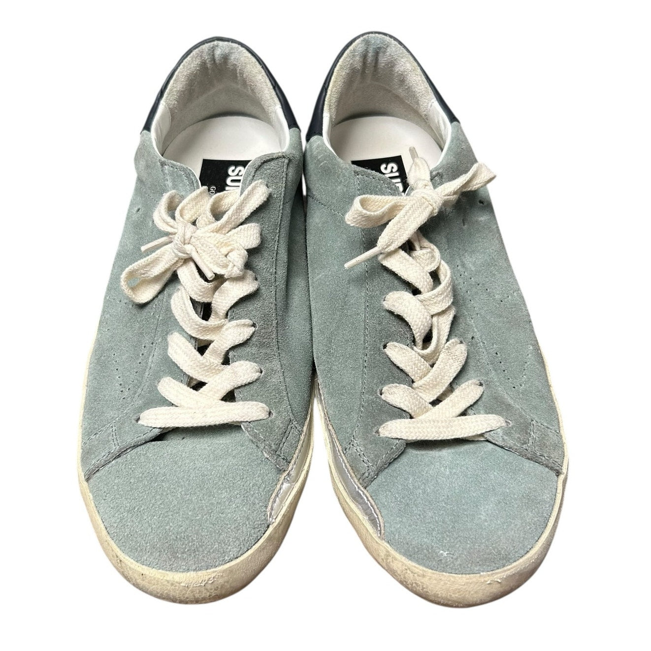 Golden Goose Light Blue Super Star Low Top Lace Up Suede Sneakers Womens US 9