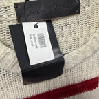 NWT The Elder Statesman Pure Cashmere Crewneck Sweater Cream Red Blue Small
