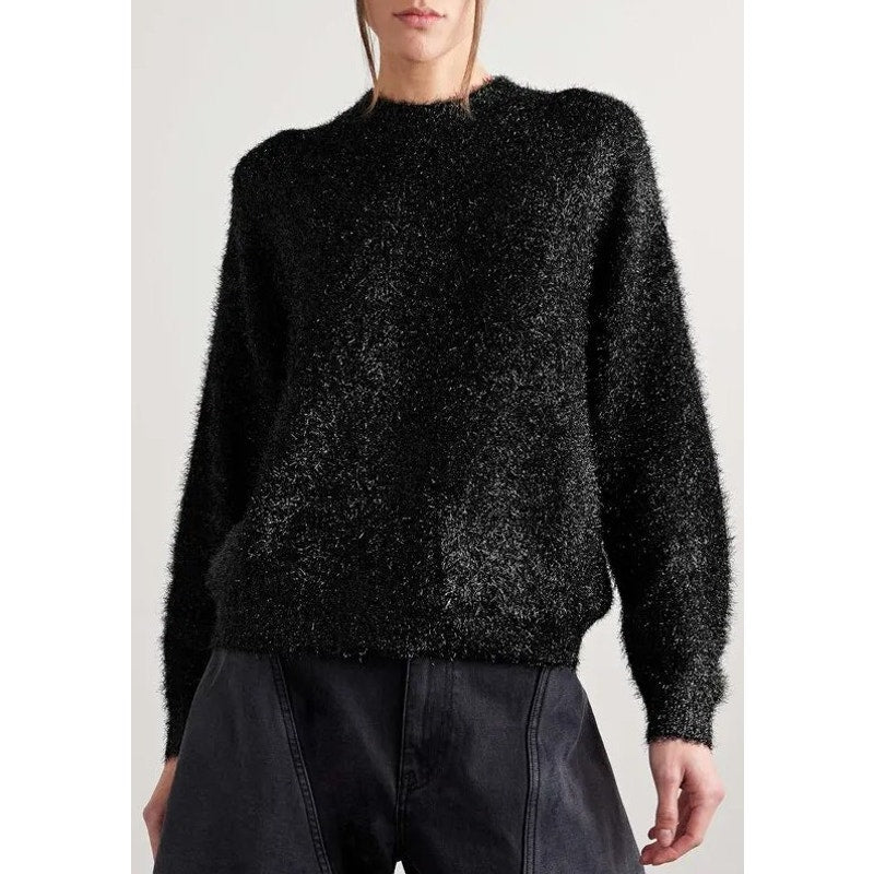NWT Marant Etoile Black Metallic Tinsel Sayers Glitter Sweater Womens 34 / US 0