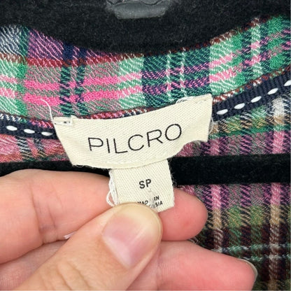 Pilcro Anthro Pink Green Plaid Hadley Relaxed Button Down Womens Petite Small