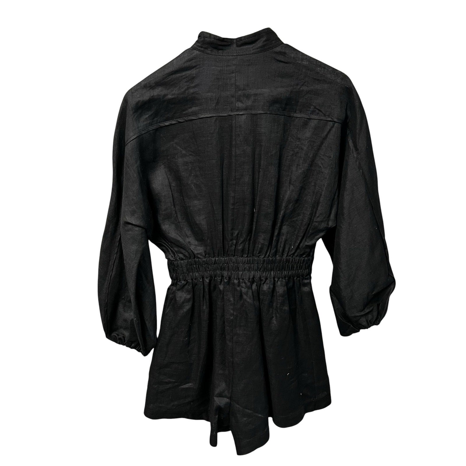 NWT Zimmermann 100% Linen Black Devi Panelled Playsuit Womens AU 1 / US 6
