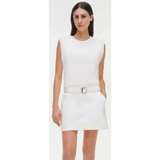 NWT Simkhai Sumner Knit Combo Mini Dress in Ivory Off White Womens Size 2