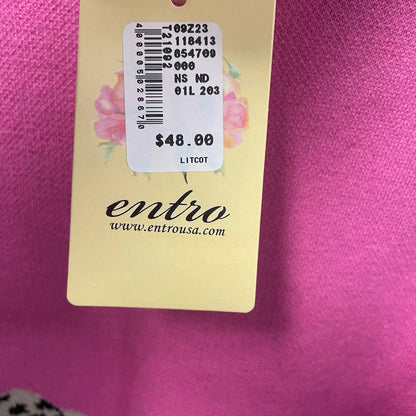NWT Entro Cowboy Hat Print Mock Neck Sweater Pink Womens Size Small
