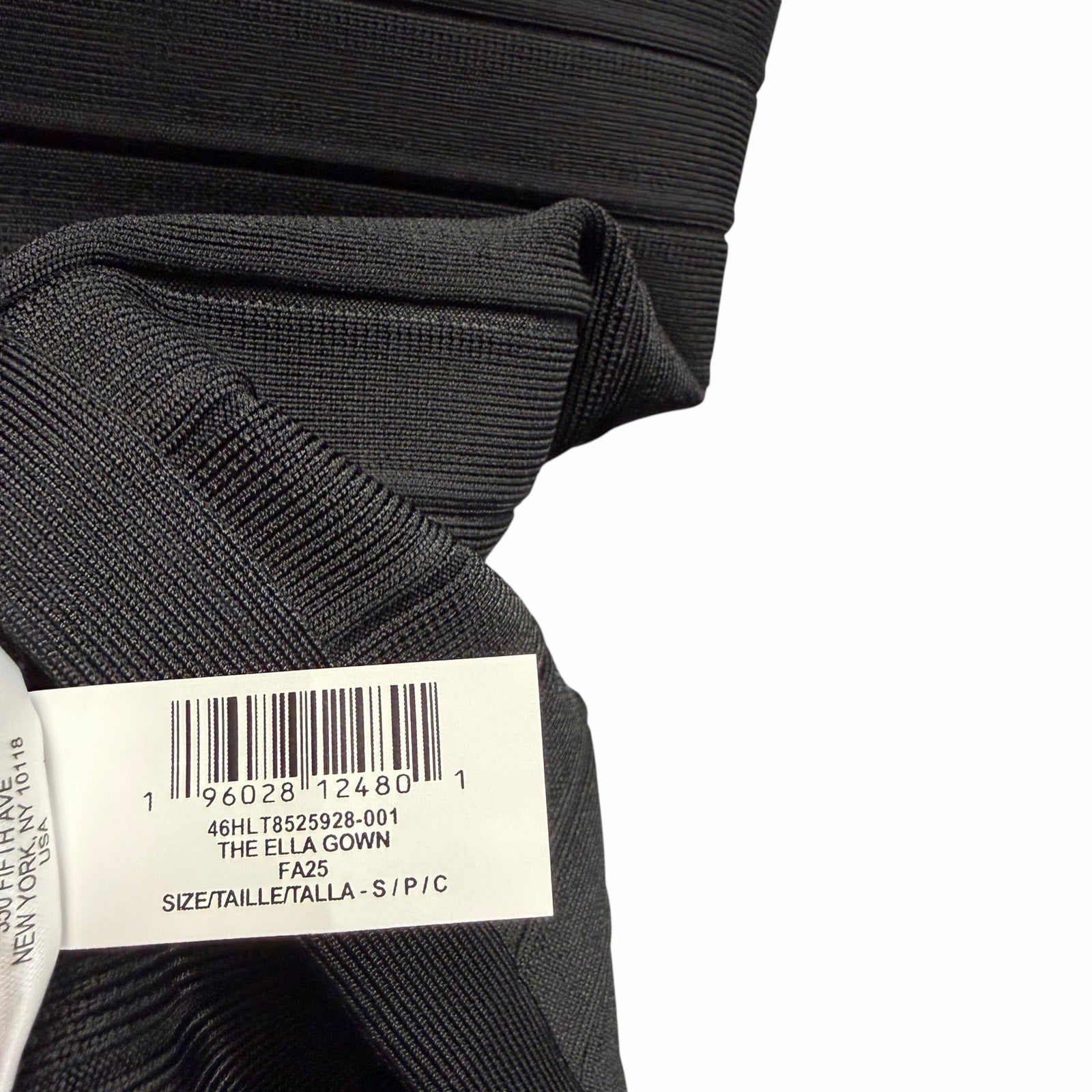 NWT Herve Leger The Ella Gown Black Signature Bandage Fabric Womens Small
