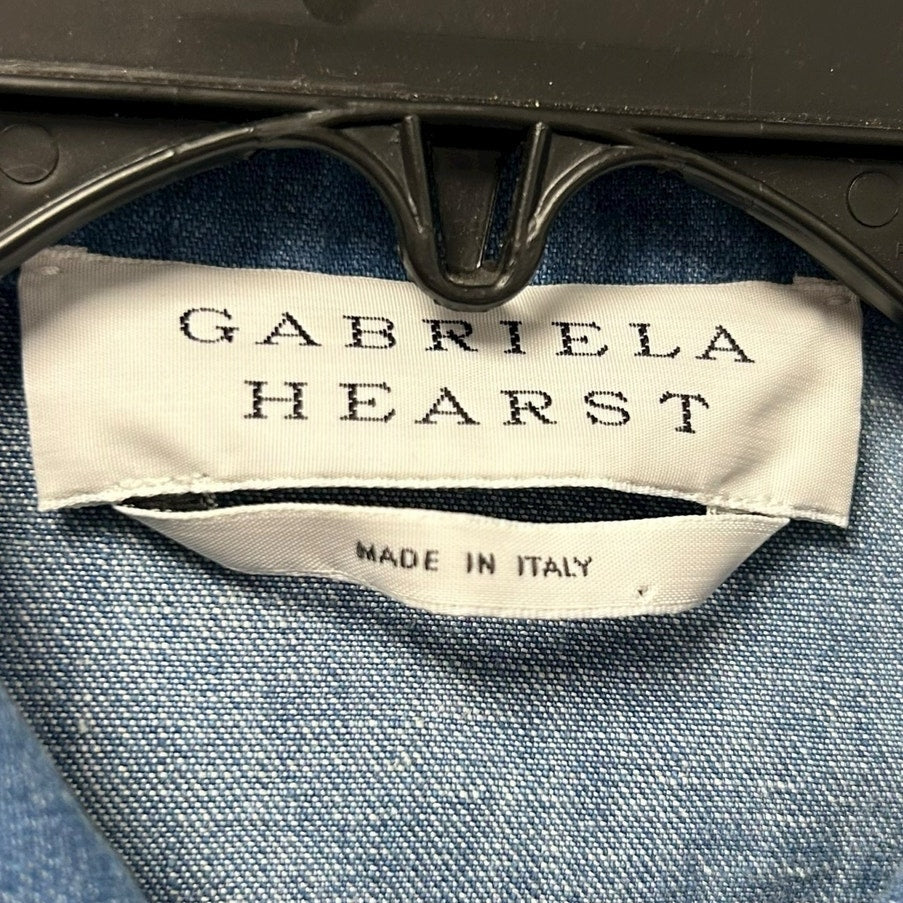 NWT Gabriela Hearst Roland Denim Jacket Light Blue Cotton Linen Blend 36 / US 0