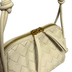 Bottega Veneta Nappa Intrecciato Concert Pouch Sea Salt Off White Woven Leather
