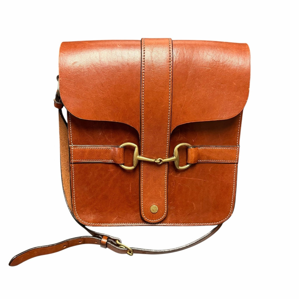 Freedman Large Snaffle Bit Shoulder Bag Chesnut Brown Glazed Leather Equestrian