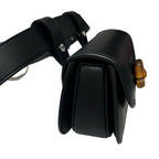 Gucci Black Leather Mini Bamboo Twist Lock 1974 Horse Bit Adjustable Belt Bag