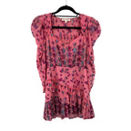 LoveShackFancy Millennial Pink Blue Metallic Star Print Caden Mini Dress Size 0
