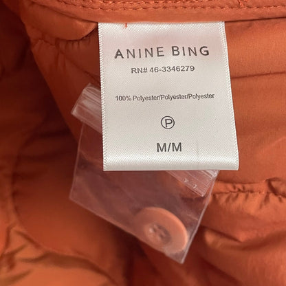 Anine Bing Elizabeth Quilted Tiger Print Shell Jacket in Brick Womens Medium