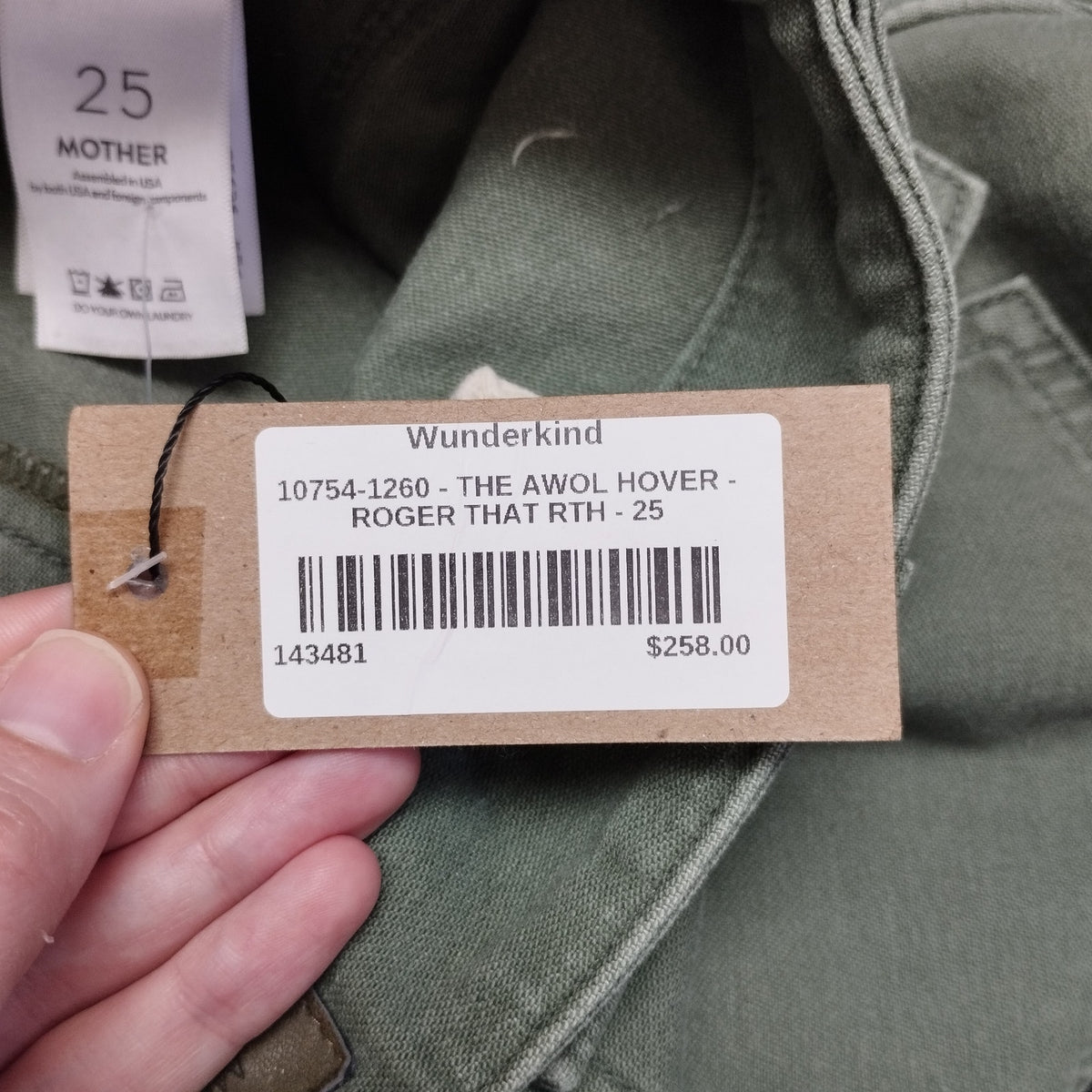 NWT Mother The AWOL Hover Jean 25 US 0 Roger That Military Grunge Streetwear