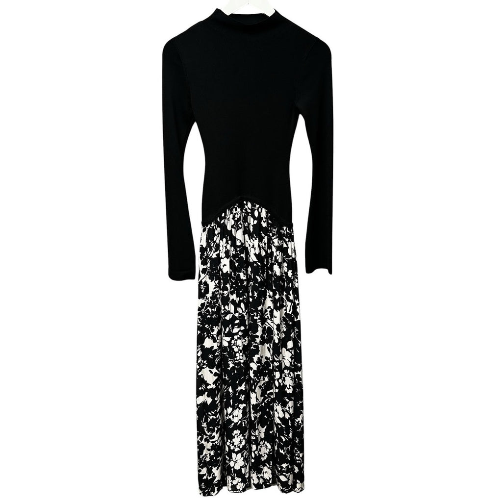 NWT Solid & Striped Black White Floral Soglio Long Sleeve Maxi Dress Womens XS