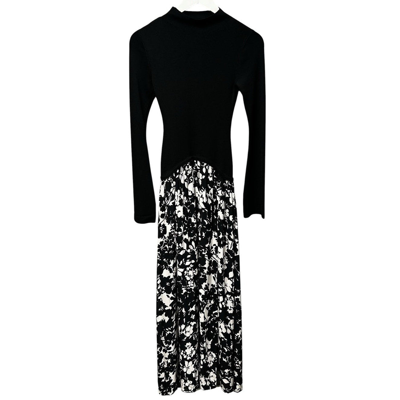 NWT Solid & Striped Black White Floral Soglio Long Sleeve Maxi Dress Womens XS