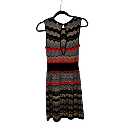 NWT Missoni Black Red Metallic Zigzag Stripe Sleeveless Wool Dress Womens 40
