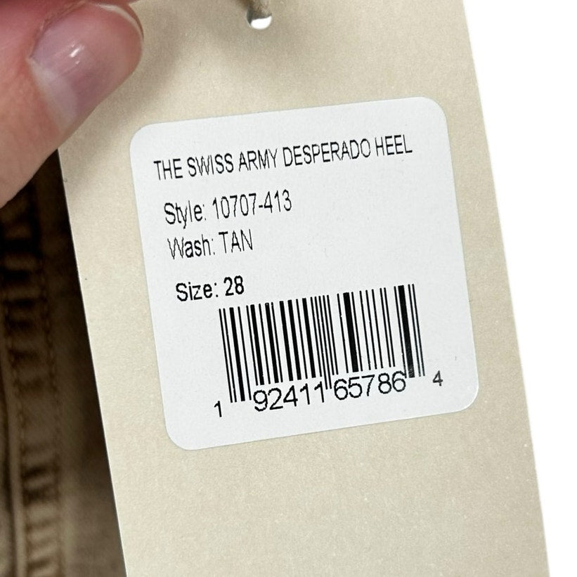 NWT Mother High Rise Flare Tan Swiss Army Desperado Heel Jeans Womens 28 / 6