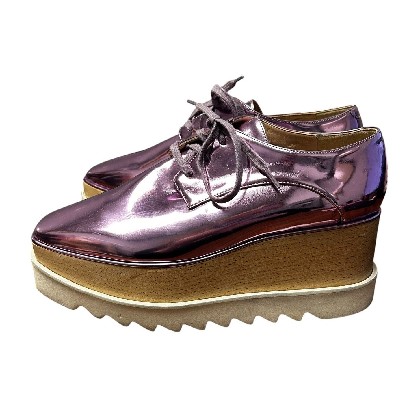 Stella McCartney Metallic Purple Elyse Mirror Platform Shoes 39.5 / US 9.5