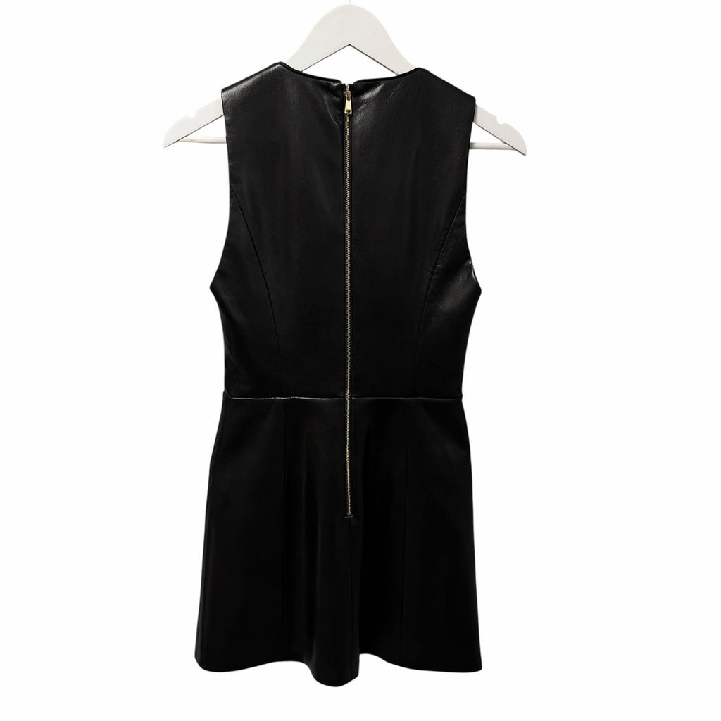 Alice + Olivia Marcella Faux Leather Lined Sleeveless Dress Black Womens Size 4