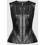Alexander McQueen Seamed Leather Zip Up Vest Black Size 36 / US 0 Grunge Goth
