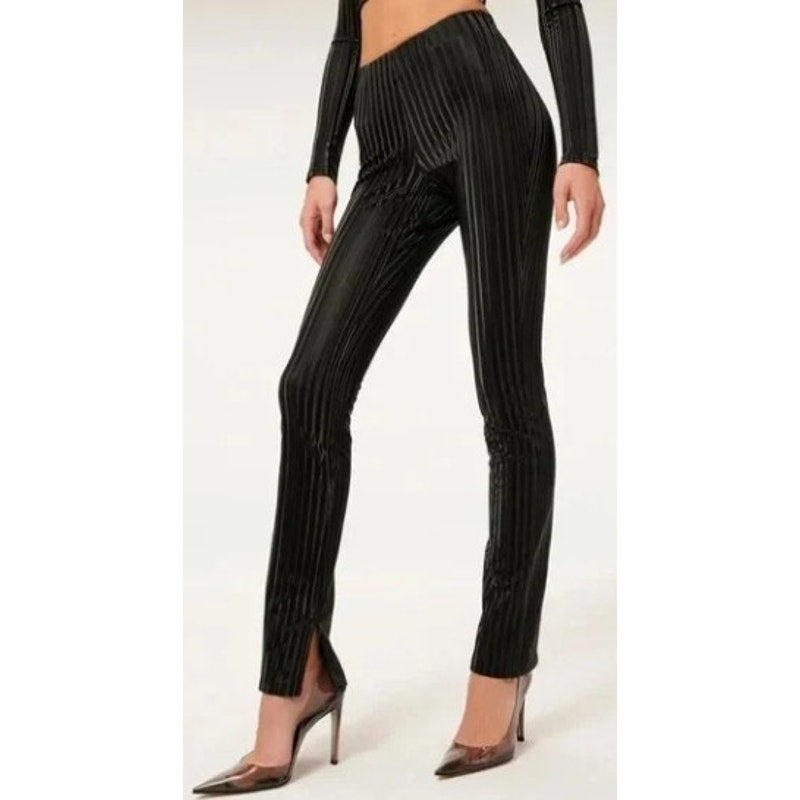 Good American Black Faux Leather Hologram Long and Lean Pants Size 4 / US XL