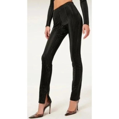 Good American Black Faux Leather Hologram Long and Lean Pants Size 4 / US XL