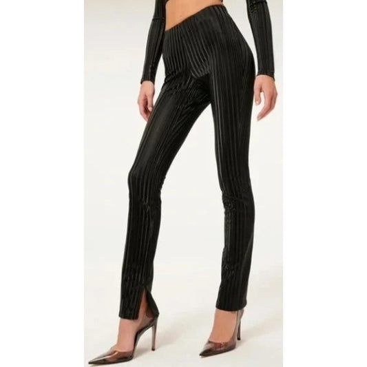 Good American Black Faux Leather Hologram Long and Lean Pants Size 4 / US XL