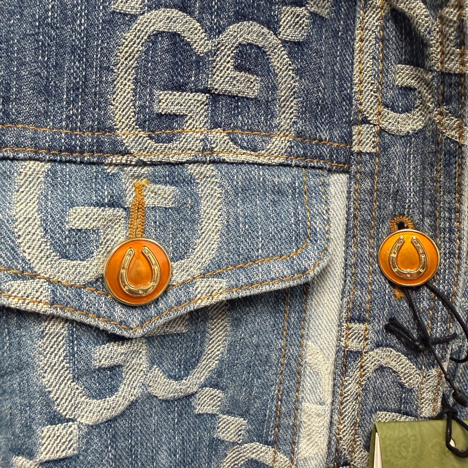 NWT Gucci Eco Washed Patchwork GG Denim Jacket Blue Womens IT 38 / US 2