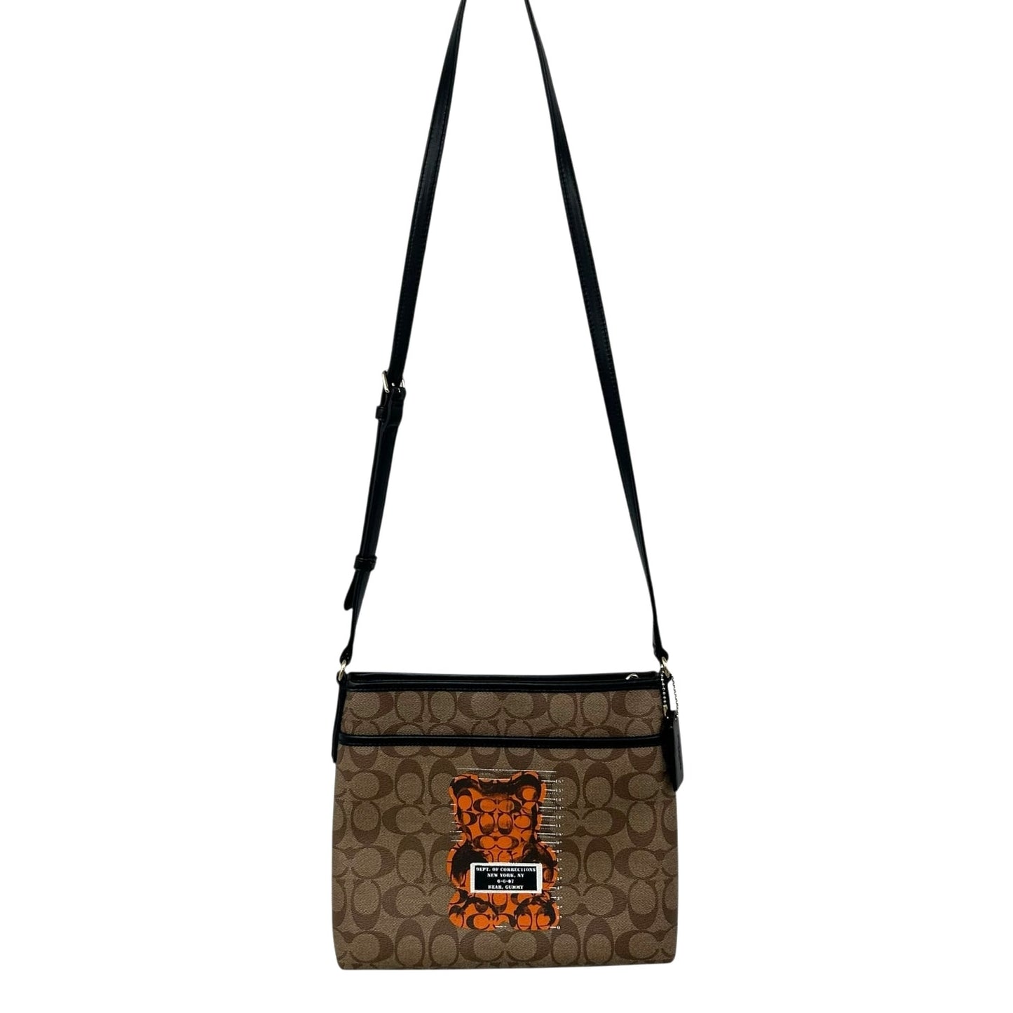 Coach File Crossbody in Signature Canvas Black Leather with Vandal Gummy Bear