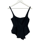 NWT KHAITE Dark Navy Handkerchief Hem Loa Peplum Linen Top Womens 2