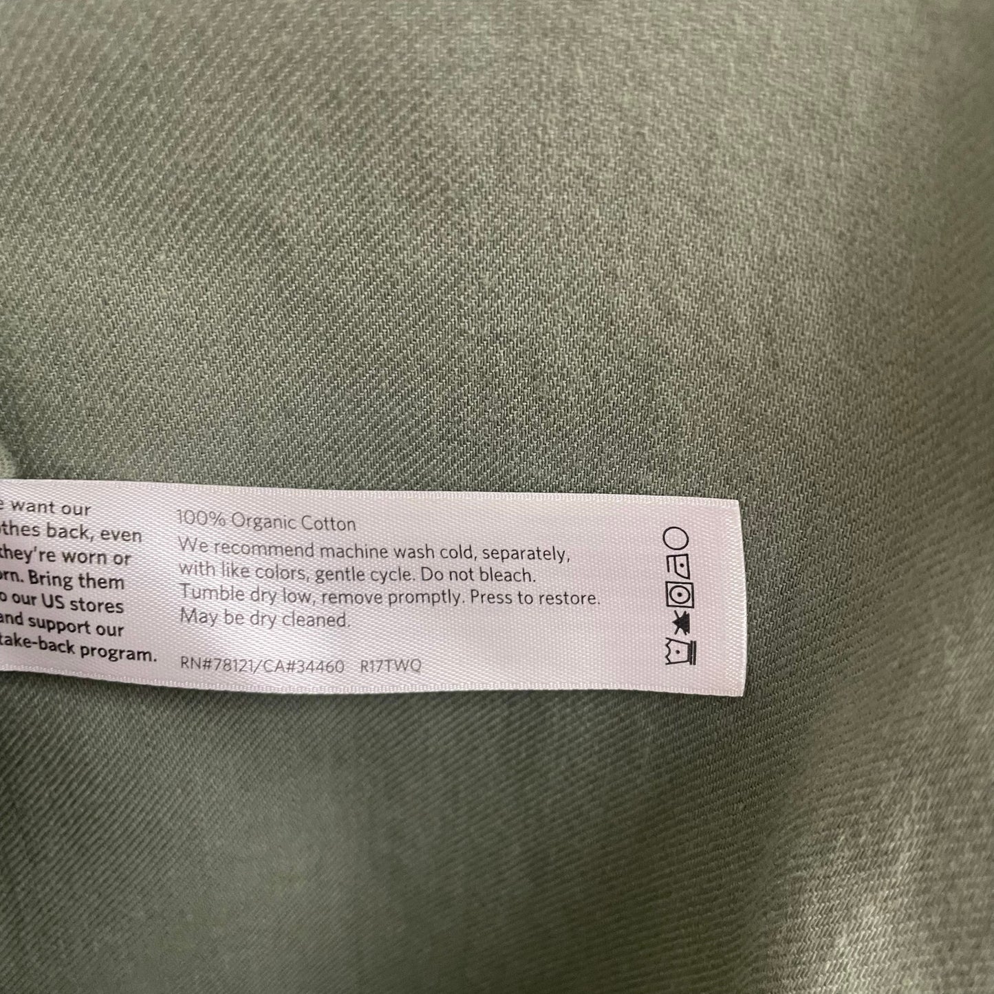 Eileen Fisher Organic Cotton Long Sleeve Light Green Twill Shirt Dress Size XXS