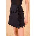 NWT Ulla Johnson Noir Black Taryn Quilted Scallop Mini Wrap Skirt Womens 0