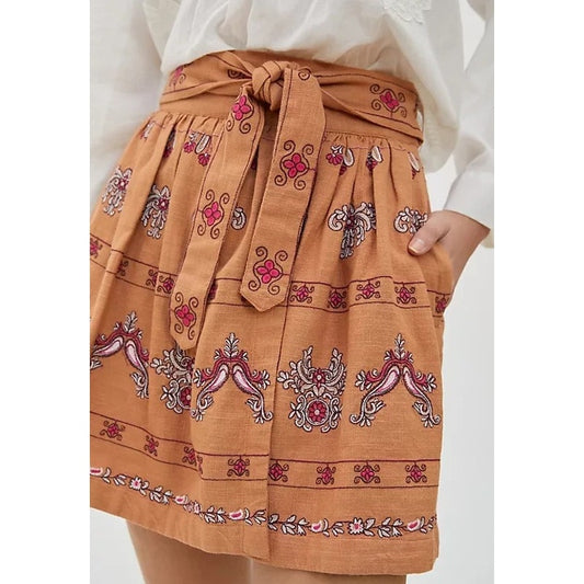 By Anthropologie Meghan Embroidered Mini Skirt Womens Size 12