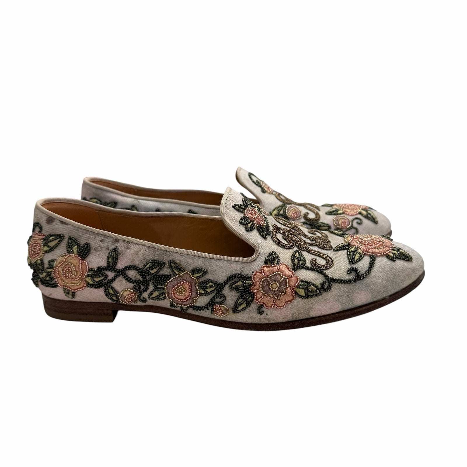 Ralph Lauren Purple Label Alonzo Embellished Denim Slipper Womens 36.5 / US 6.5