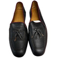 Gucci Black Pebbled Leather Braided Trim Valentin Tasseled Loafers Mens 8