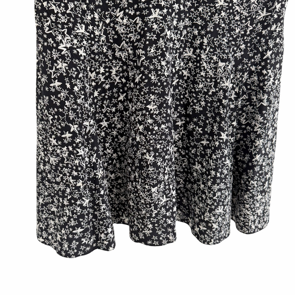 LoveShackFancy Pure Silk Black White Star Print Ruffled Mini Dress Womens 10