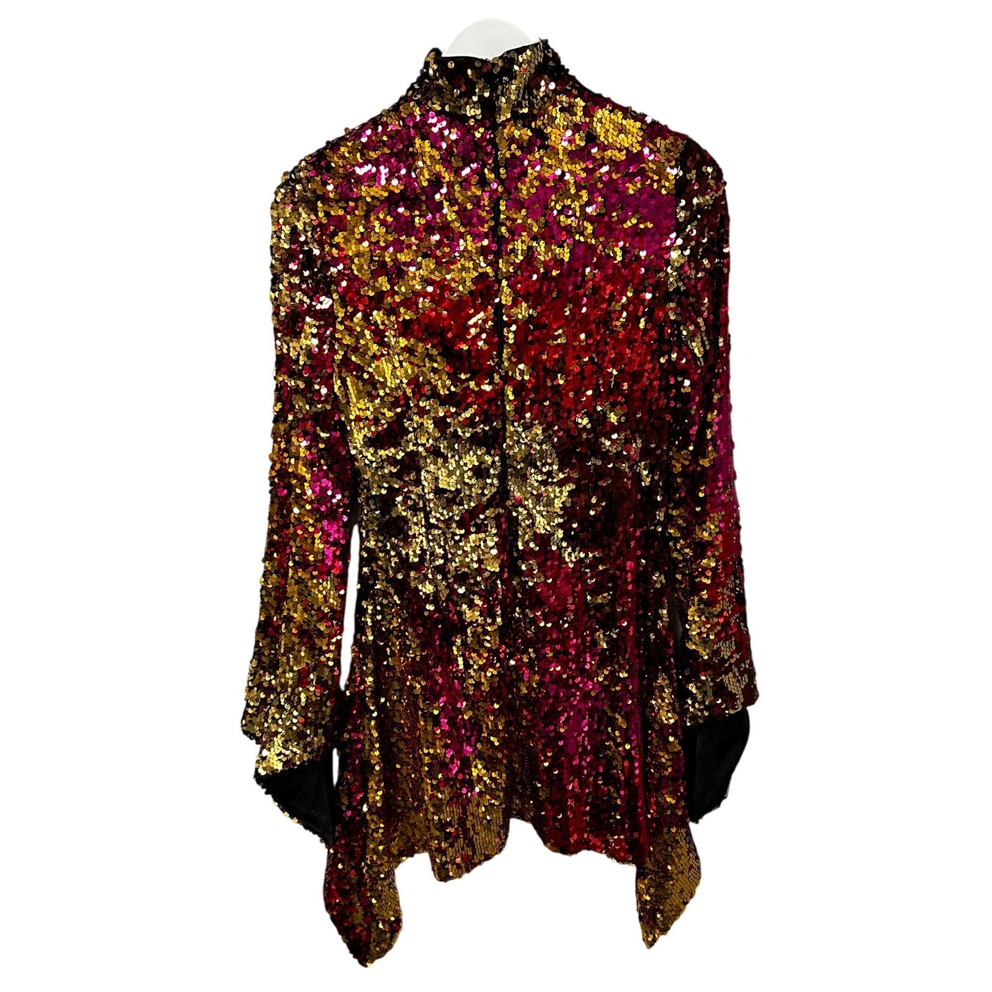 NWT Halpern Multicolor Flip Sequin Classic Tulle Mini Dress Womens 36 / US 4