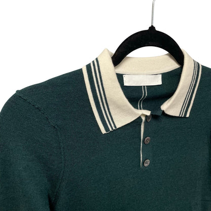 NWT Cuddle Up Cashmere Blend Long Sleeve Polo Top Forest Green Womens Small