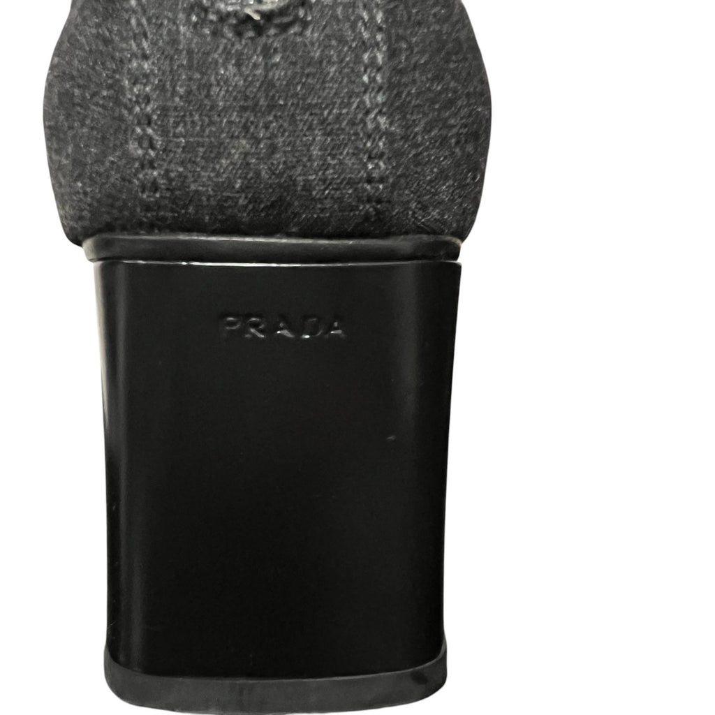 Prada Square Toe Block Heel Sock Boot Gray Womens 36.5 / US 6.5 Designer Y2K