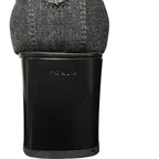 Prada Square Toe Block Heel Sock Boot Gray Womens 36.5 / US 6.5 Designer Y2K