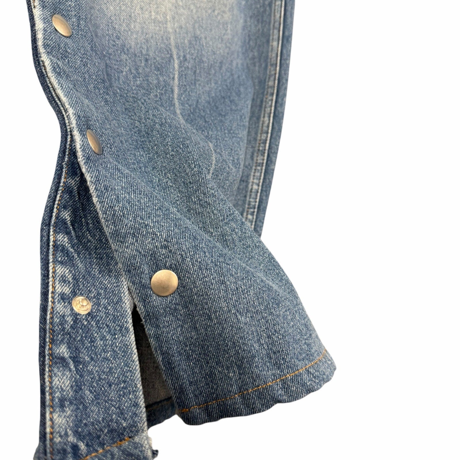 Stella McCartney Studded Snap Blue Denim Loose Bootcut Jeans Womens Size 24